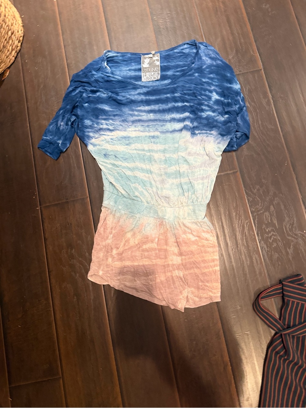Young Fabulous & Broke Blue to Pink Ombre Tie-Dye Romper